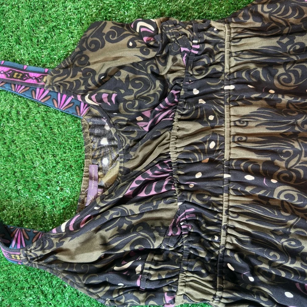 Hale Bob Chic Y2K Black, Army Greenish Brown and Purple Sleeveless Top - Picture 7 of 7